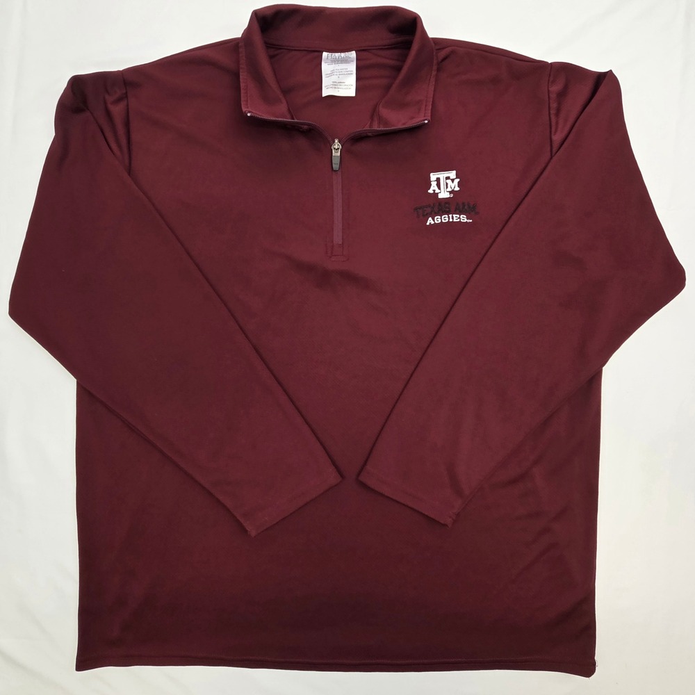Hanes Mens Texas A&M Aggies 1/4 Zip Pullover Size L Maroon Athletic Top